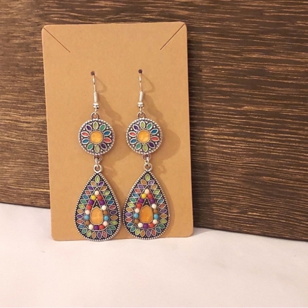 Colorful Teardrop Retro Earrings